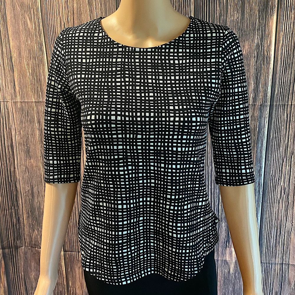 Bar III Nordstrom black & white small square block business casual work